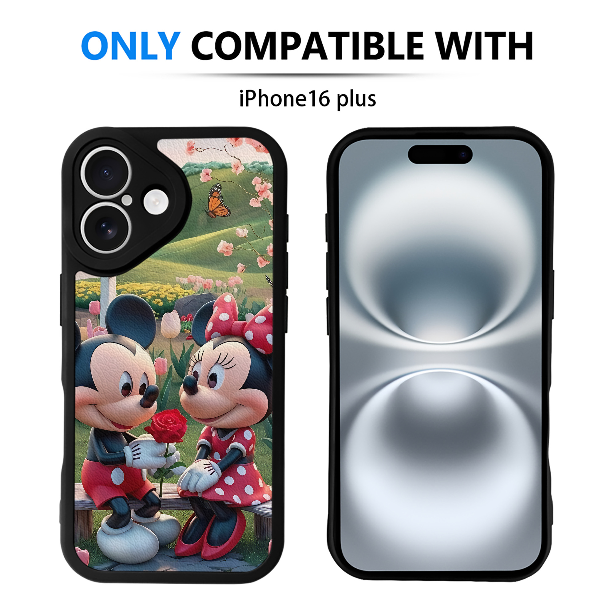 （画像用） ミッキーマウス Mickey Mouse 【iPhone 16シリーズ対応】シリコンスマホケース（レザー調） 材質：シリコン